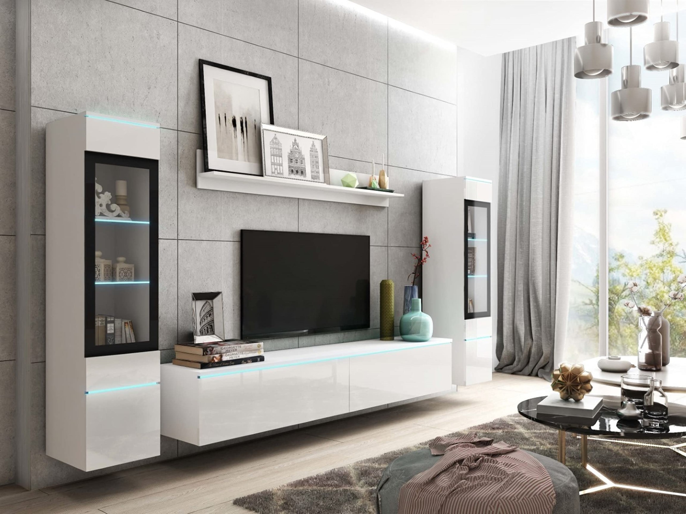 MINIO - Wall units for living room with LED VEVE , -piece